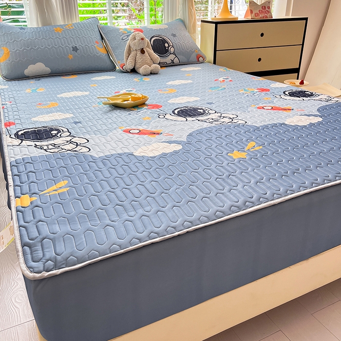 91家纺网 家纺一手货源 找家纺 518家纺 2026新款凉感冰丝裸睡乳胶凉席系列床笠款凉席席子 宇航员