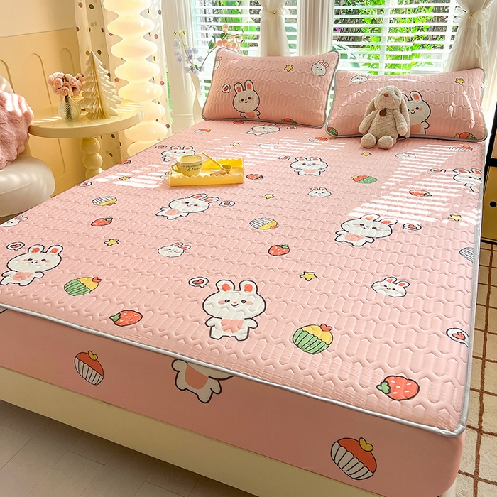 91家纺网 家纺一手货源 找家纺 518家纺 2026新款凉感冰丝裸睡乳胶凉席系列床笠款凉席席子 仔仔兔