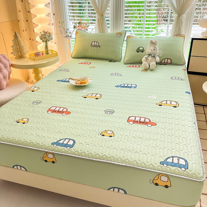 91家纺网 家纺一手货源 找家纺 518家纺 2026新款凉感冰丝裸睡乳胶凉席系列床笠款凉席席子 小汽车