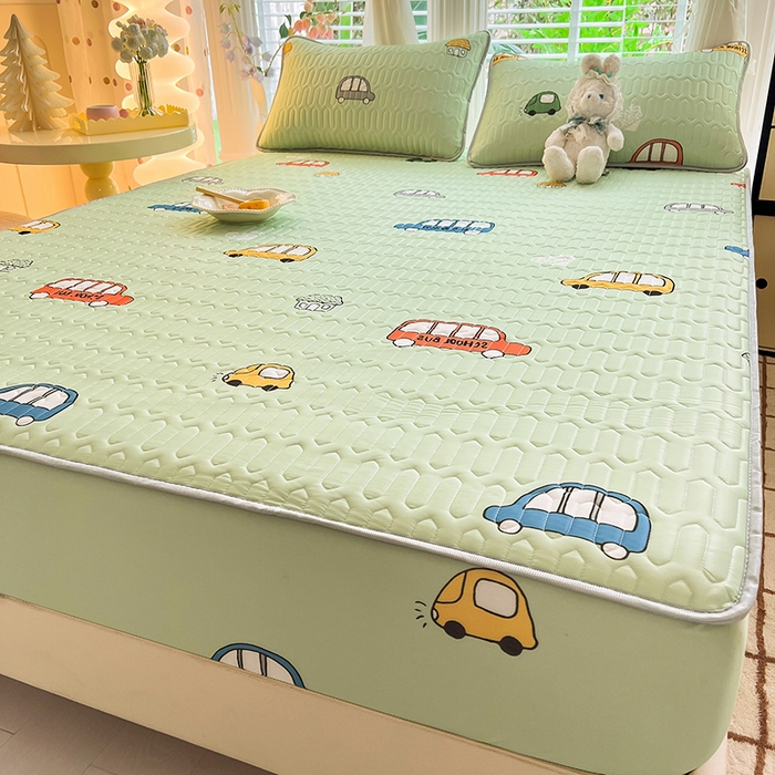 91家纺网 家纺一手货源 找家纺 518家纺 2026新款凉感冰丝裸睡乳胶凉席系列床笠款凉席席子 小汽车