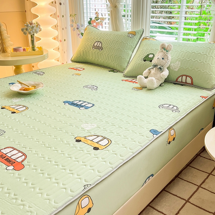 91家纺网 家纺一手货源 找家纺 518家纺 2026新款凉感冰丝裸睡乳胶凉席系列床笠款凉席席子 小汽车