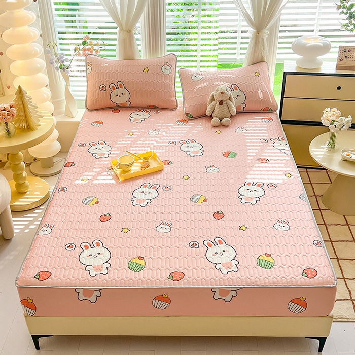 91家纺网 家纺一手货源 找家纺 518家纺 2026新款凉感冰丝裸睡乳胶凉席系列床笠款凉席席子 仔仔兔