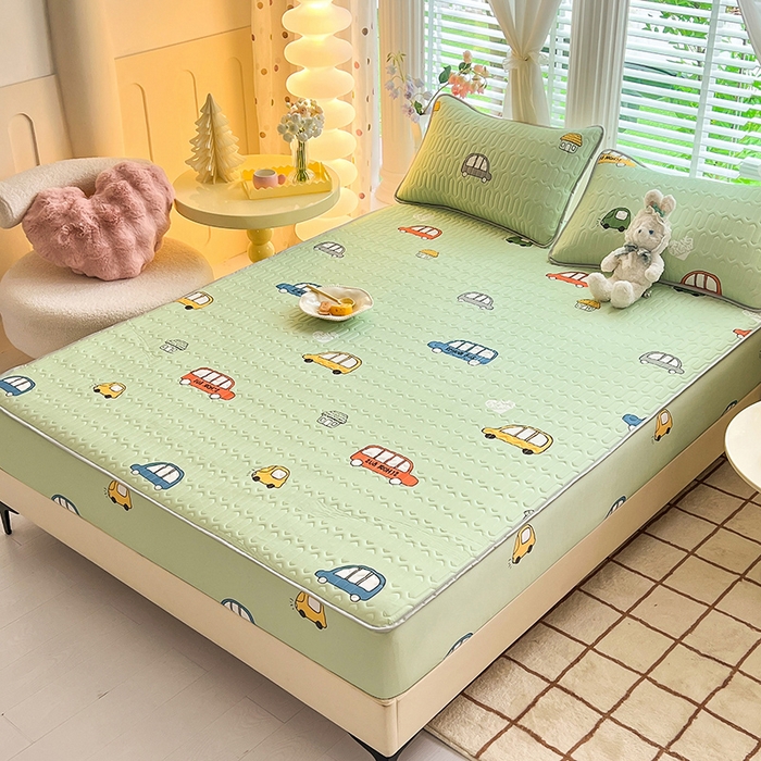 91家纺网 家纺一手货源 找家纺 518家纺 2026新款凉感冰丝裸睡乳胶凉席系列床笠款凉席席子 小汽车