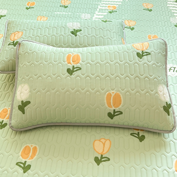 91家纺网 家纺一手货源 找家纺 518家纺 2026新款凉感冰丝裸睡乳胶凉席系列床笠款凉席席子 郁金香