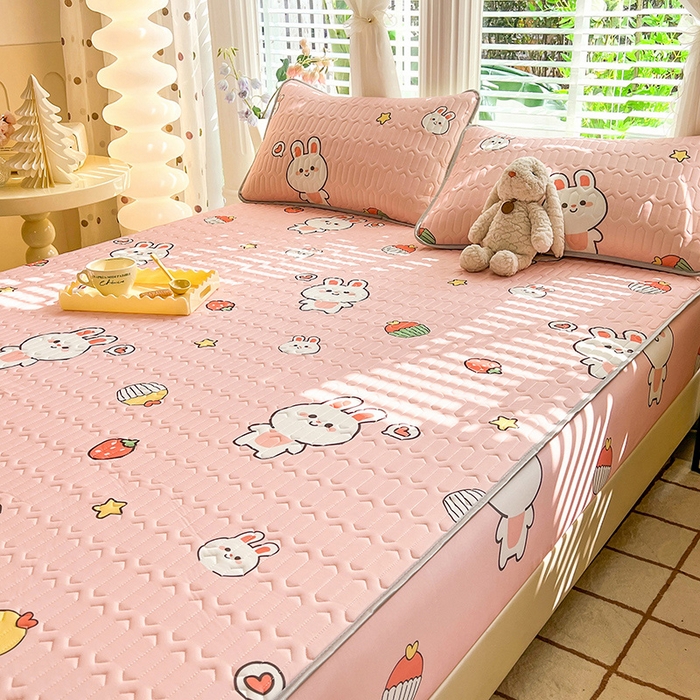 91家纺网 家纺一手货源 找家纺 518家纺 2026新款凉感冰丝裸睡乳胶凉席系列床笠款凉席席子 仔仔兔