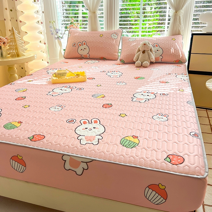 91家纺网 家纺一手货源 找家纺 518家纺 2026新款凉感冰丝裸睡乳胶凉席系列床笠款凉席席子 仔仔兔