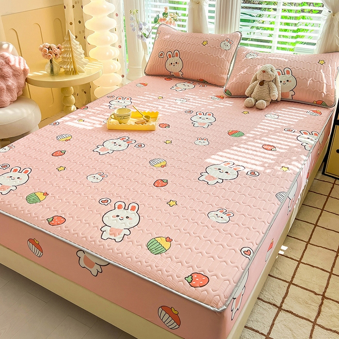 91家纺网 家纺一手货源 找家纺 518家纺 2026新款凉感冰丝裸睡乳胶凉席系列床笠款凉席席子 仔仔兔