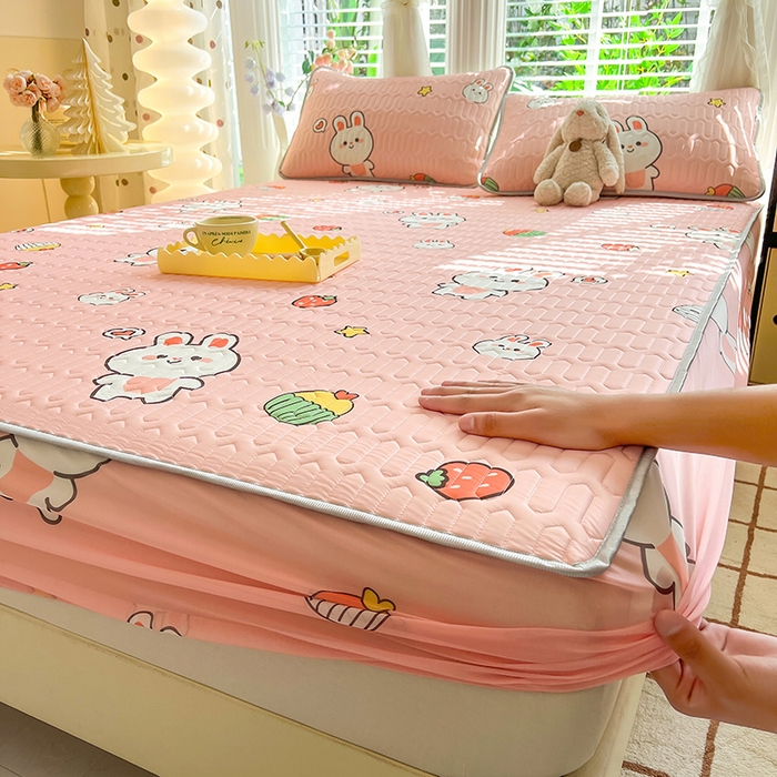 91家纺网 家纺一手货源 找家纺 518家纺 2026新款凉感冰丝裸睡乳胶凉席系列床笠款凉席席子 仔仔兔