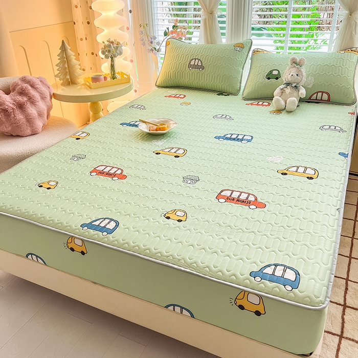 91家纺网 家纺一手货源 找家纺 518家纺 2026新款凉感冰丝裸睡乳胶凉席系列床笠款凉席席子 小汽车