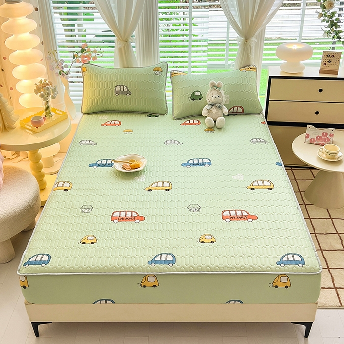 91家纺网 家纺一手货源 找家纺 518家纺 2026新款凉感冰丝裸睡乳胶凉席系列床笠款凉席席子 小汽车