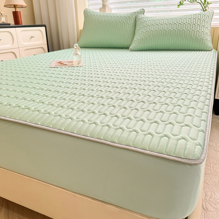 91家纺网 家纺一手货源 找家纺 518家纺 2026新款凉感冰丝裸睡乳胶凉席系列床笠款凉席席子 青丝绿