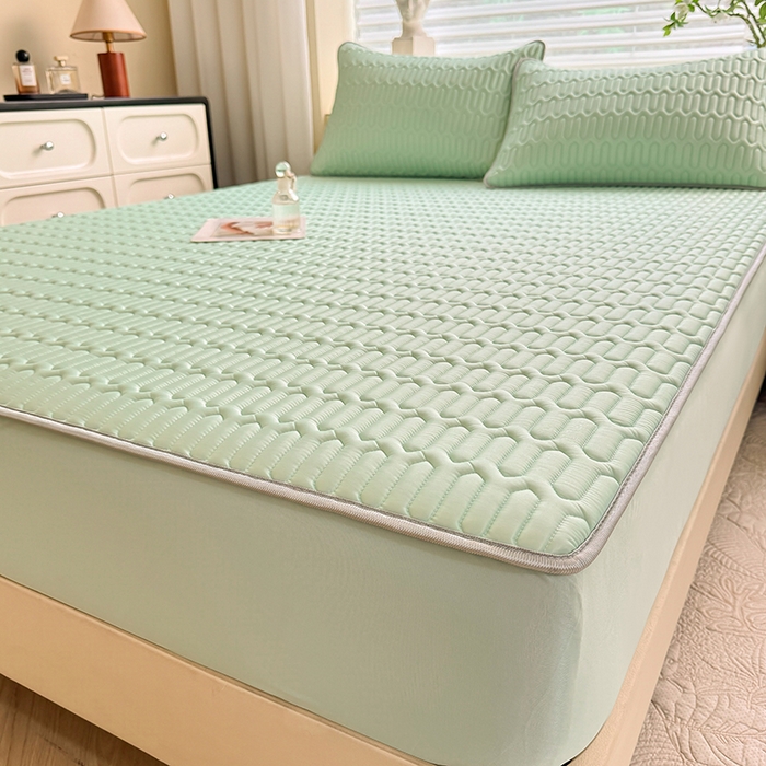 91家纺网 家纺一手货源 找家纺 518家纺 2026新款凉感冰丝裸睡乳胶凉席系列床笠款凉席席子 青丝绿