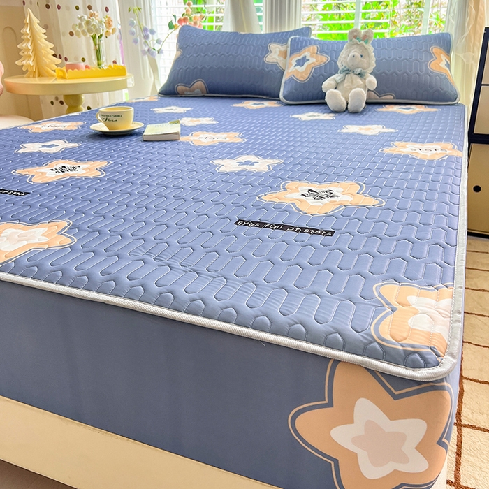 91家纺网 家纺一手货源 找家纺 518家纺 2026新款凉感冰丝裸睡乳胶凉席系列床笠款凉席席子 星星假日