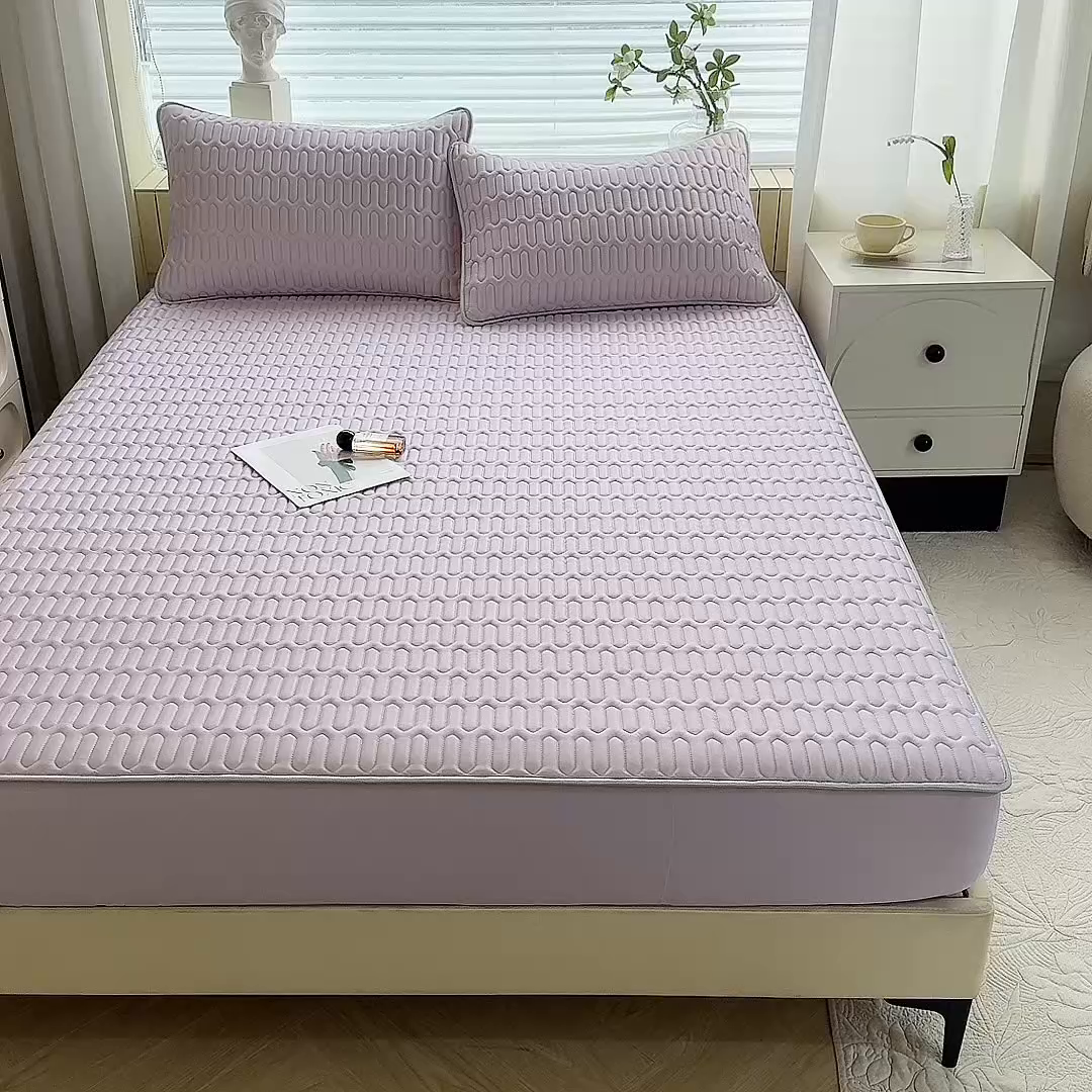 91家纺网 家纺一手货源 找家纺 518家纺 2026新款凉感冰丝裸睡乳胶凉席系列床笠款凉席席子 香芋紫