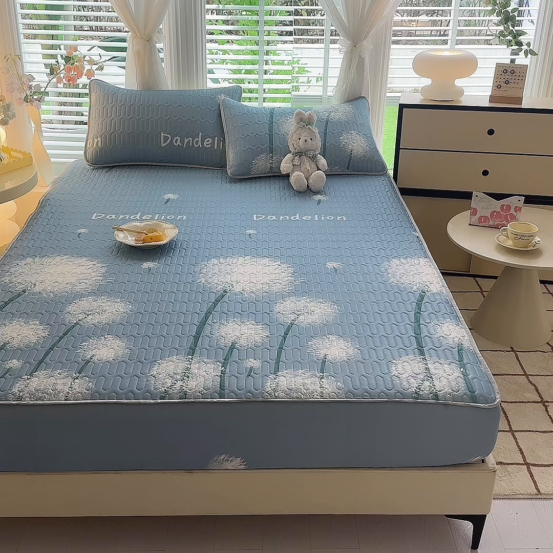 91家纺网 家纺一手货源 找家纺 518家纺 2026新款凉感冰丝裸睡乳胶凉席系列床笠款凉席席子 飞舞