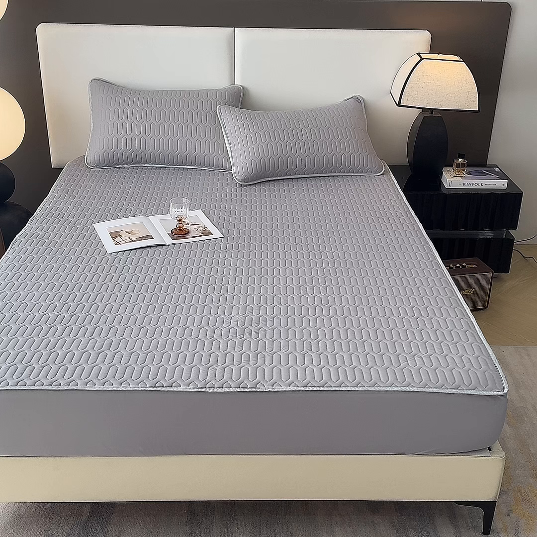 91家纺网 家纺一手货源 找家纺 518家纺 2026新款凉感冰丝裸睡乳胶凉席系列床笠款凉席席子 伯爵灰