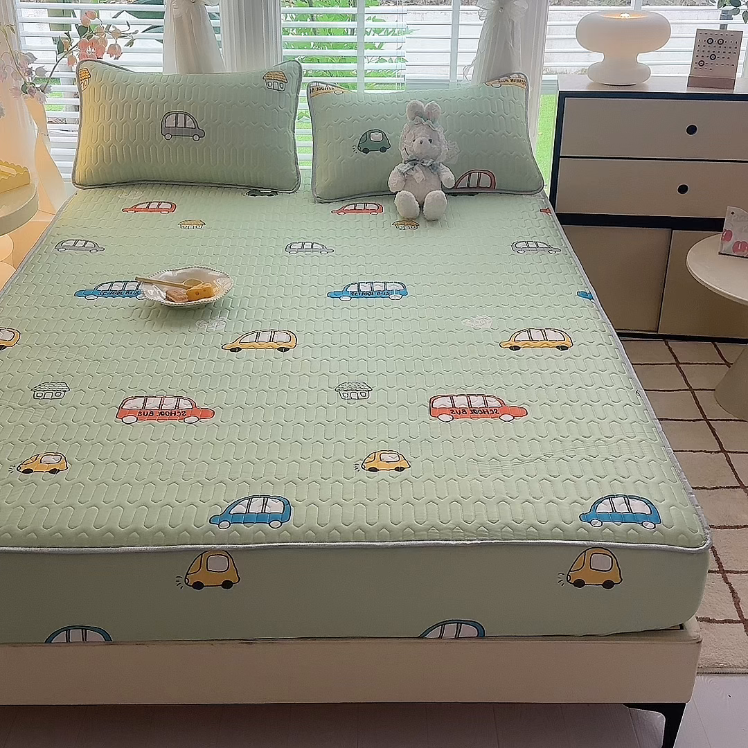 91家纺网 家纺一手货源 找家纺 518家纺 2026新款凉感冰丝裸睡乳胶凉席系列床笠款凉席席子 小汽车