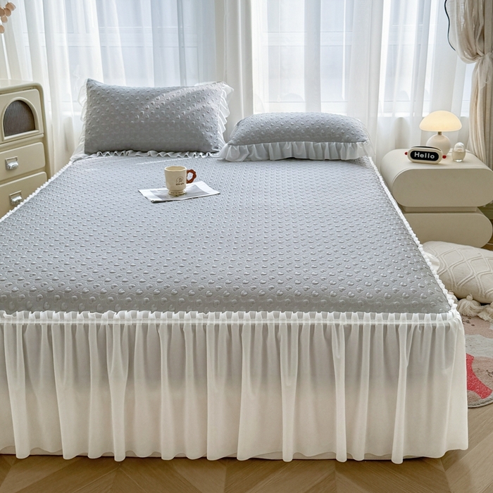 91家纺网 家纺一手货源 找家纺 （总）怡源梦 2026新款A类高分子冰豆豆凉席床裙床笠二合一-心动