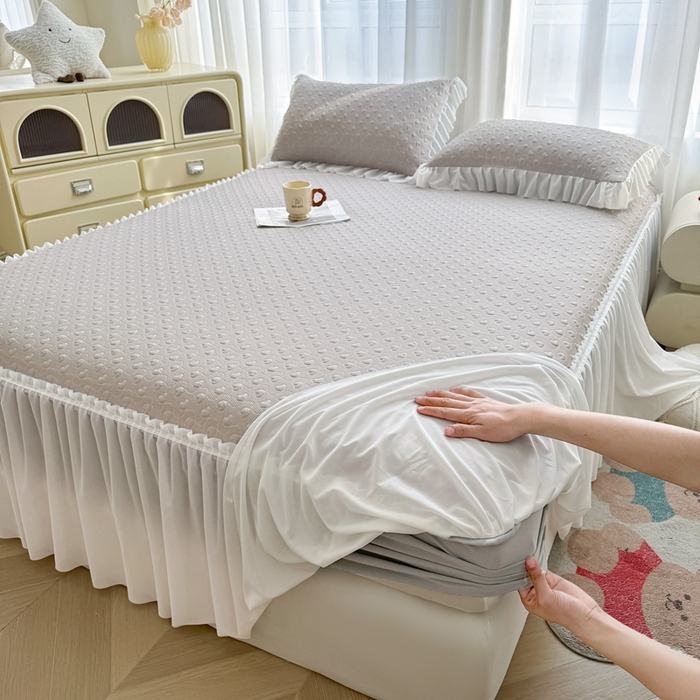 怡源梦 2026新款A类高分子冰豆豆凉席床裙床笠二合一-心动 心动-香槟金