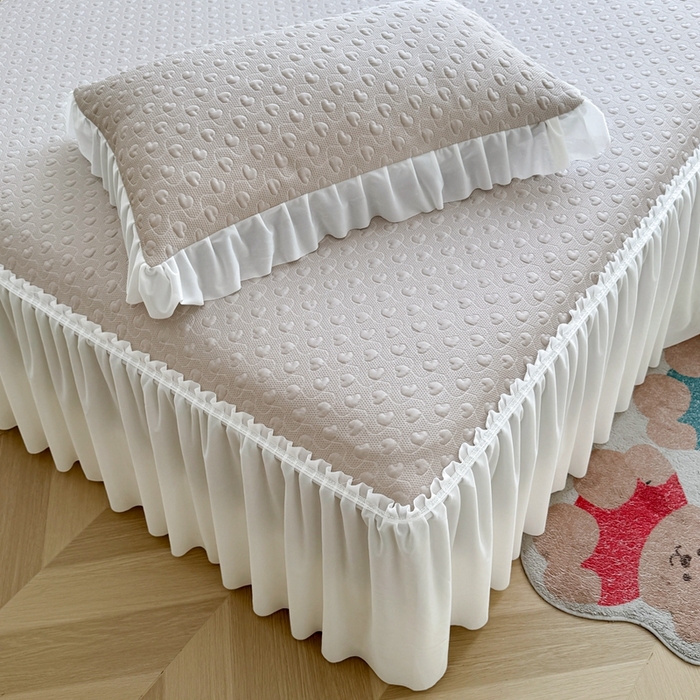 91家纺网 家纺一手货源 找家纺 怡源梦 2026新款A类高分子冰豆豆凉席床裙床笠二合一-心动 心动-香槟金