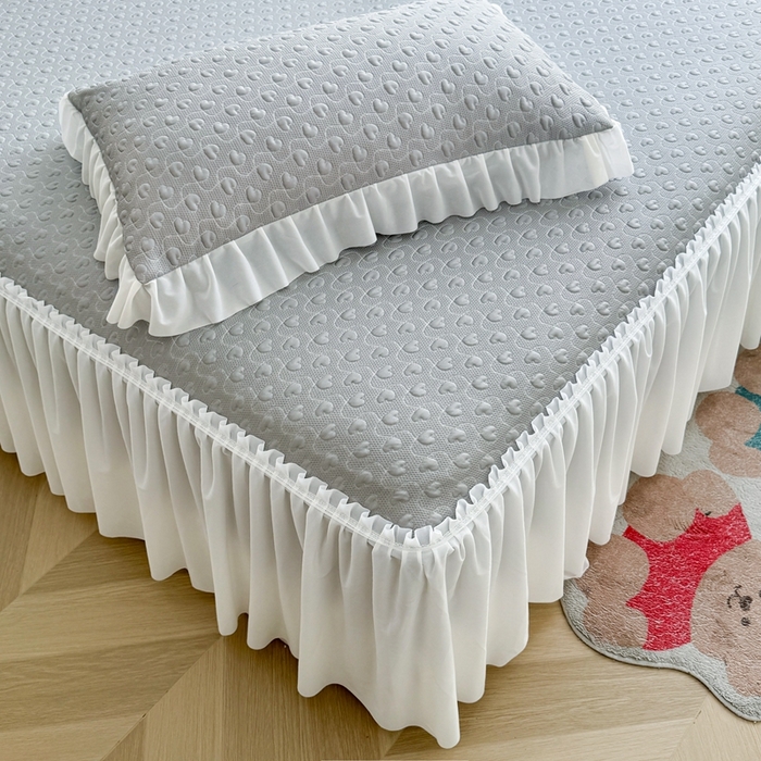 91家纺网 家纺一手货源 找家纺 （总）怡源梦 2026新款A类高分子冰豆豆凉席床裙床笠二合一-心动