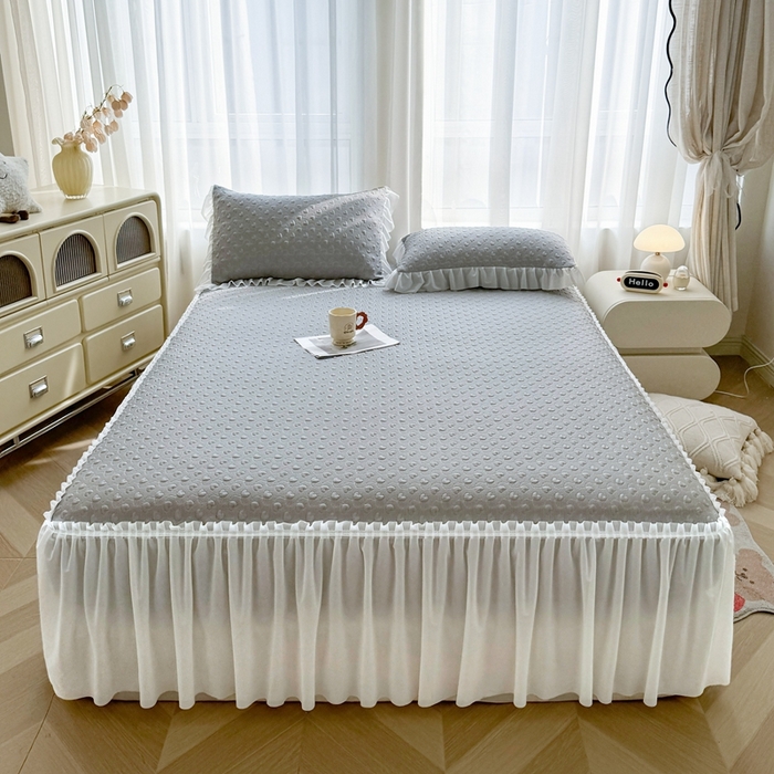 91家纺网 家纺一手货源 找家纺 （总）怡源梦 2026新款A类高分子冰豆豆凉席床裙床笠二合一-心动