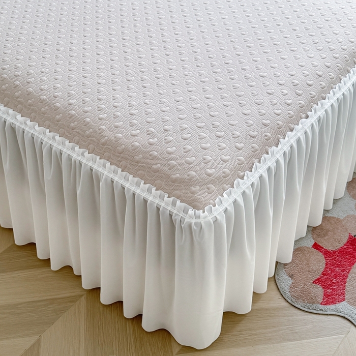 91家纺网 家纺一手货源 找家纺 怡源梦 2026新款A类高分子冰豆豆凉席床裙床笠二合一-心动 心动-香槟金