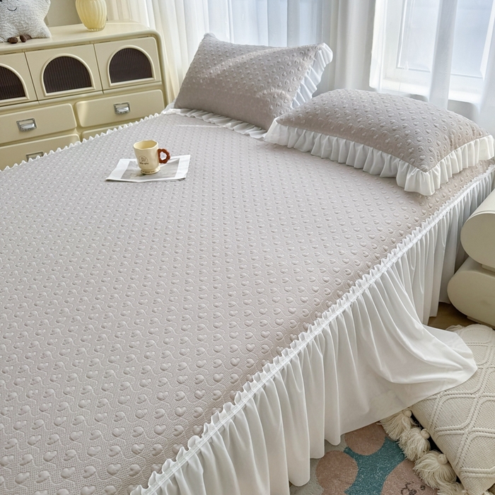 91家纺网 家纺一手货源 找家纺 怡源梦 2026新款A类高分子冰豆豆凉席床裙床笠二合一-心动 心动-香槟金