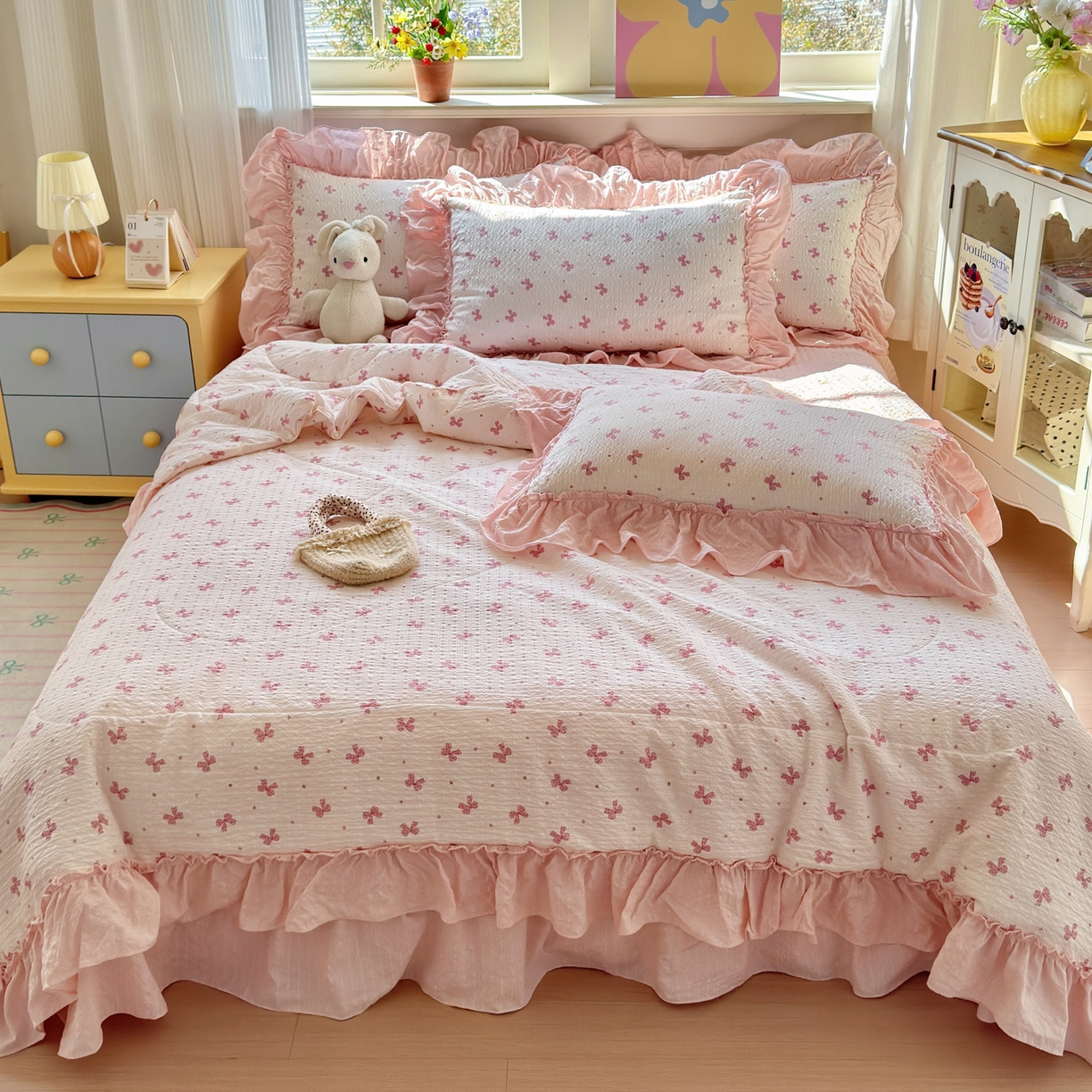 91家纺网 家纺一手货源 找家纺 （总）禾沐 2026新款云感泡芙棉床盖夏被四件套AA款（夏被款）