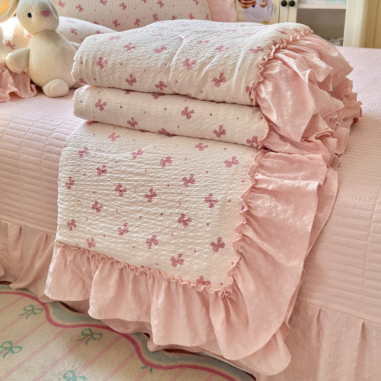 91家纺网 家纺一手货源 找家纺 （总）禾沐 2026新款云感泡芙棉床盖夏被四件套AA款（夏被款）