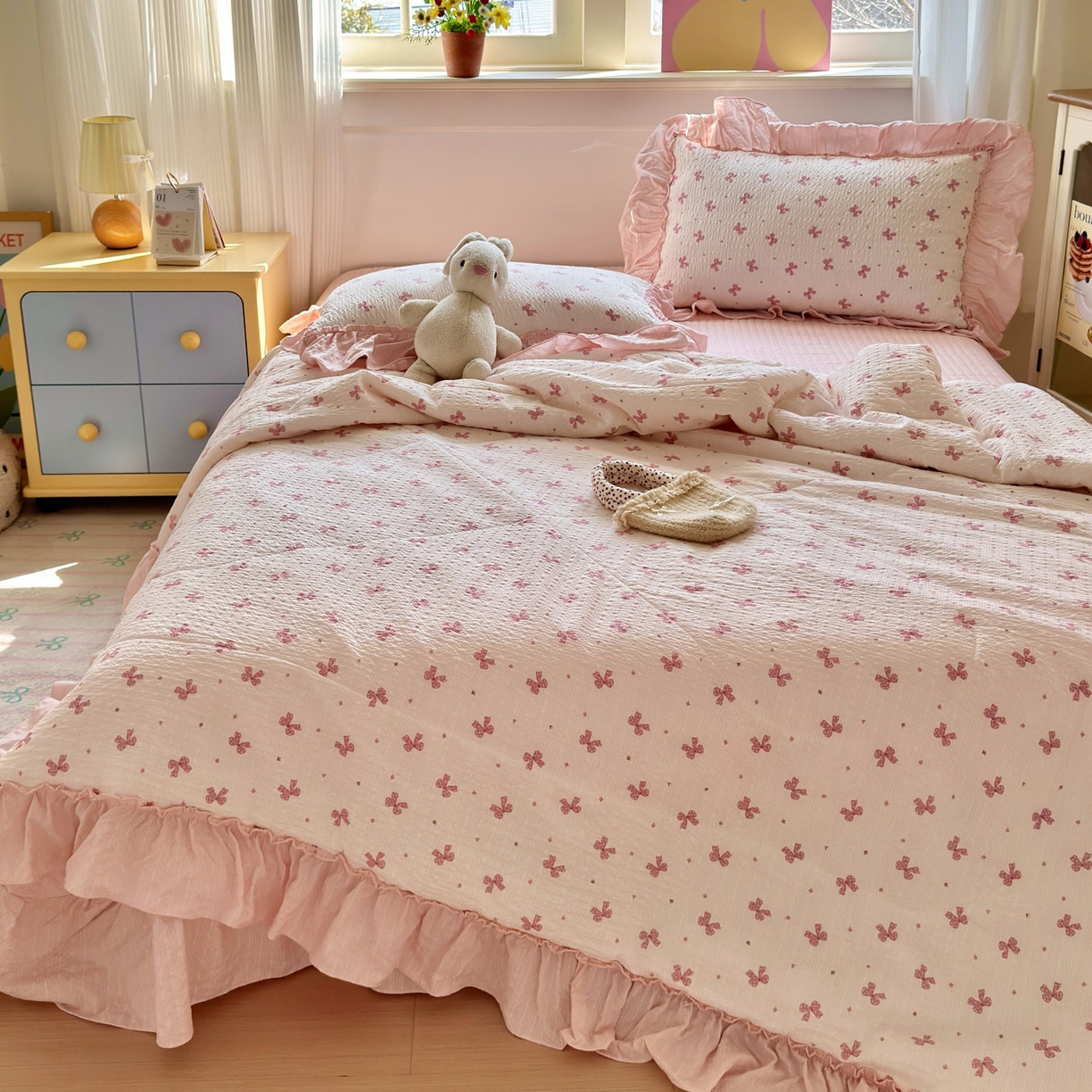 91家纺网 家纺一手货源 找家纺 （总）禾沐 2026新款云感泡芙棉床盖夏被四件套AA款（夏被款）