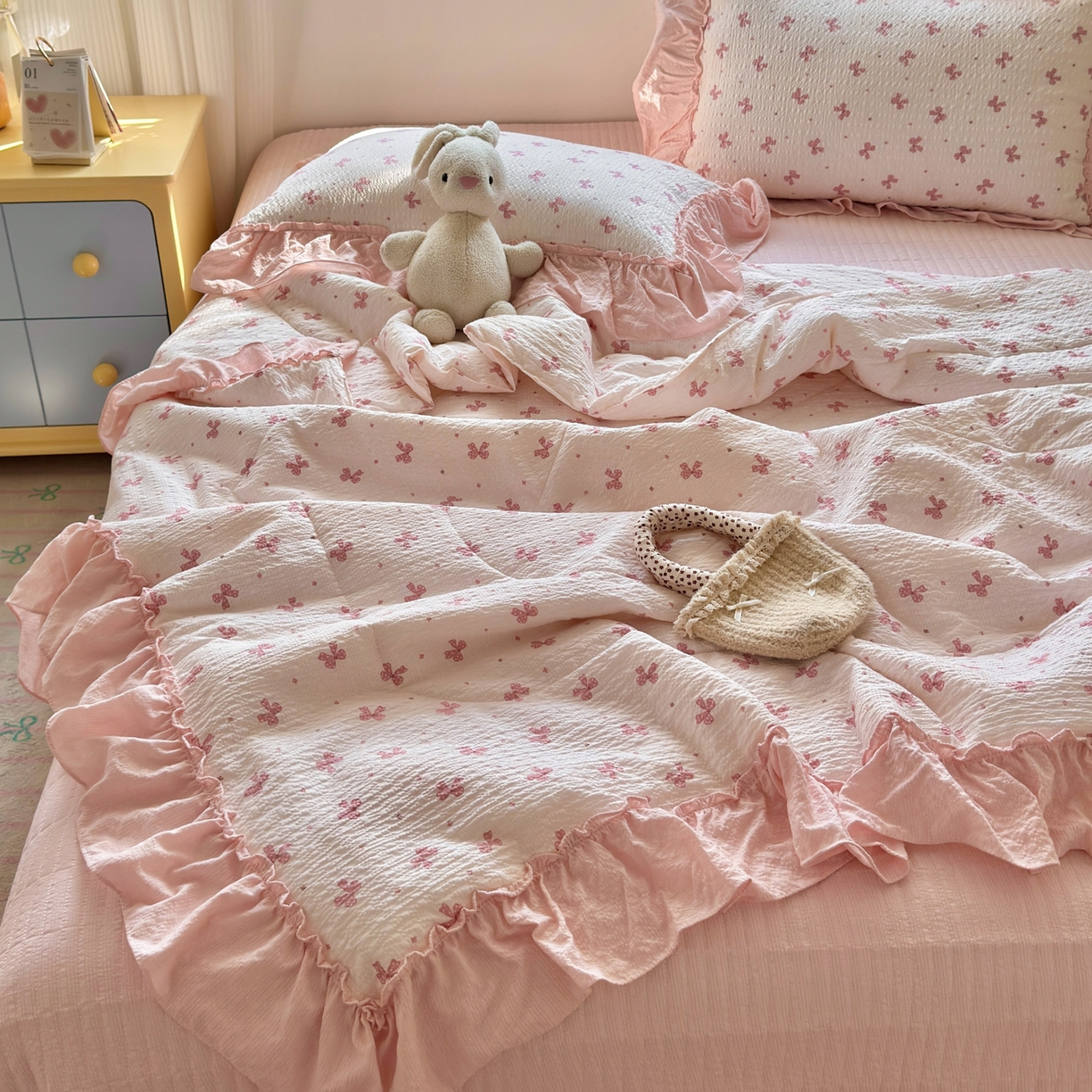 91家纺网 家纺一手货源 找家纺 （总）禾沐 2026新款云感泡芙棉床盖夏被四件套AA款（夏被款）