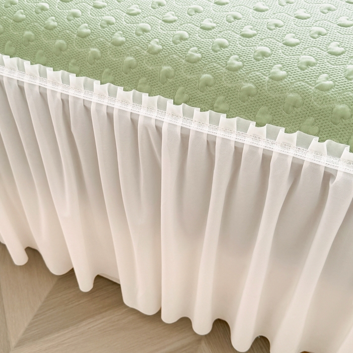 91家纺网 家纺一手货源 找家纺 怡源梦 2026新款A类高分子冰豆豆凉席床裙床笠二合一-心动 心动-绿色