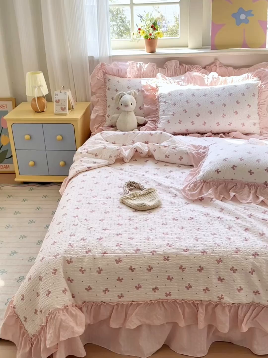 91家纺网 家纺一手货源 找家纺 （总）禾沐 2026新款云感泡芙棉床盖夏被四件套AA款（夏被款）