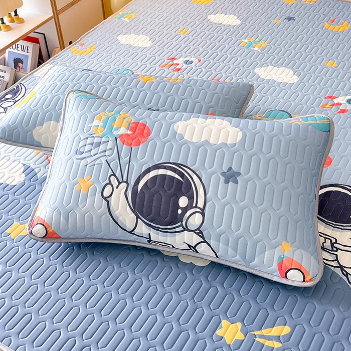 518家纺 2026新款凉感冰丝裸睡乳胶凉席系列单枕套 枕套单件 宇航员