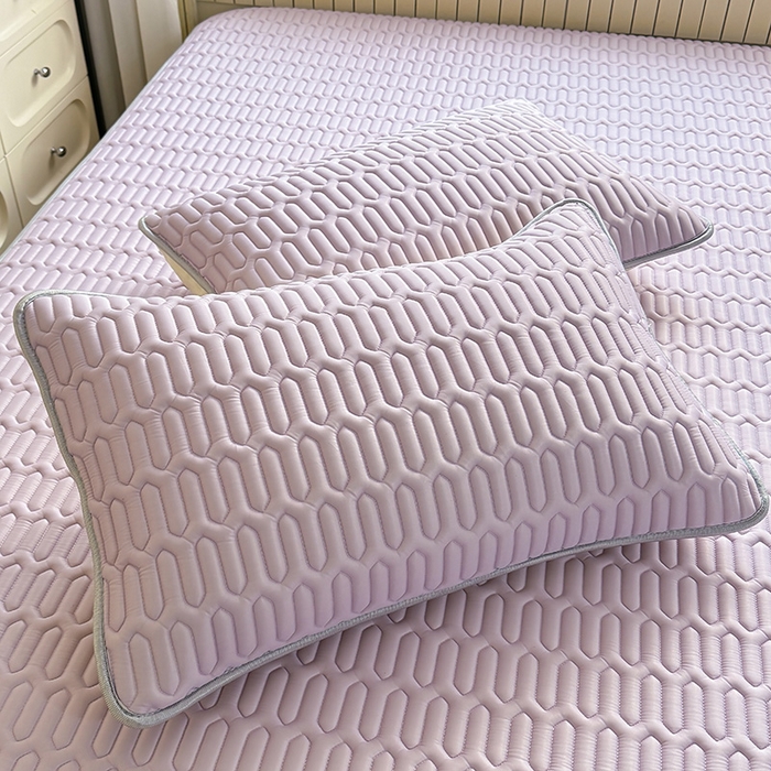 518家纺 2026新款凉感冰丝裸睡乳胶凉席系列单枕套 枕套单件 香芋紫