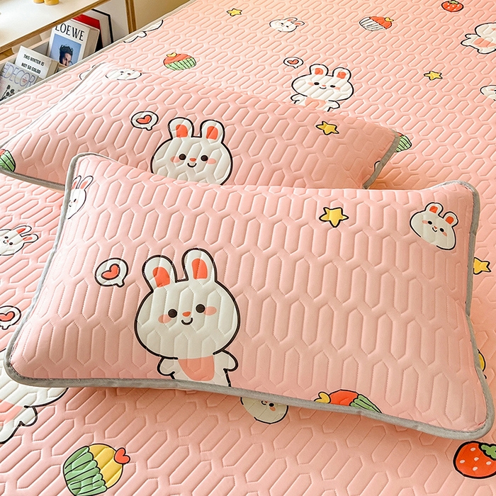 518家纺 2026新款凉感冰丝裸睡乳胶凉席系列单枕套 枕套单件 仔仔兔