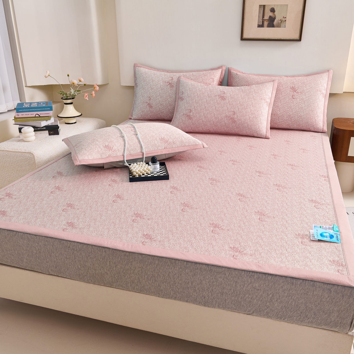 91家纺网 家纺一手货源 找家纺 （总）尚品凤凰 2026新款凉感提花豆豆平铺款-竹影