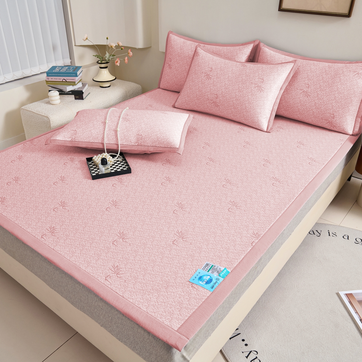 91家纺网 家纺一手货源 找家纺 （总）尚品凤凰 2026新款凉感提花豆豆平铺款-竹影