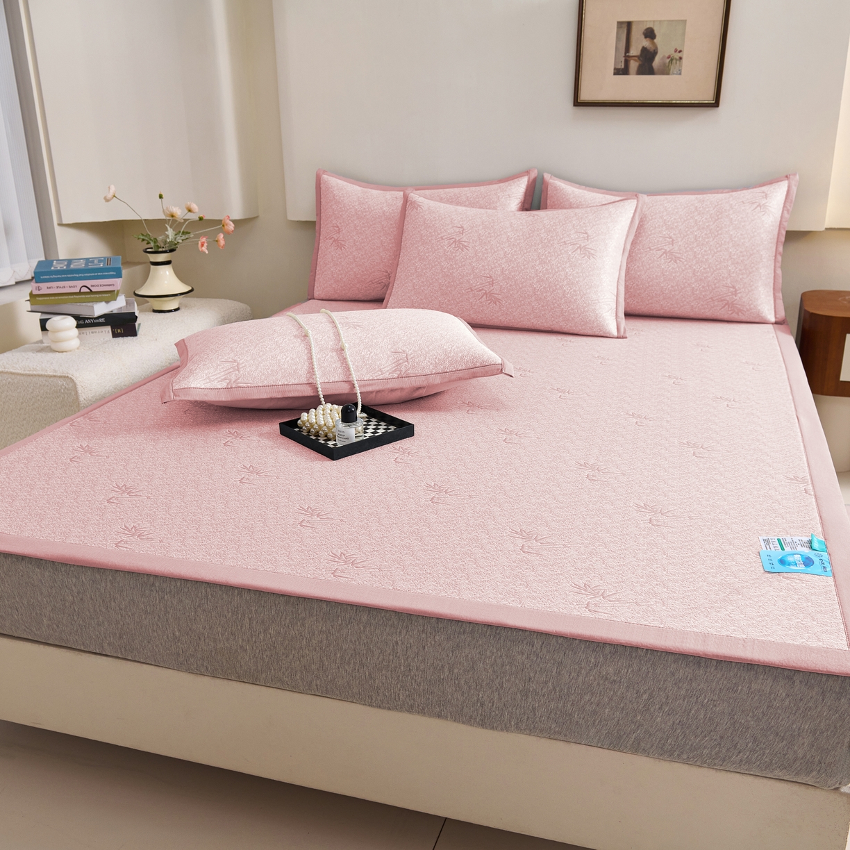 91家纺网 家纺一手货源 找家纺 （总）尚品凤凰 2026新款凉感提花豆豆平铺款-竹影