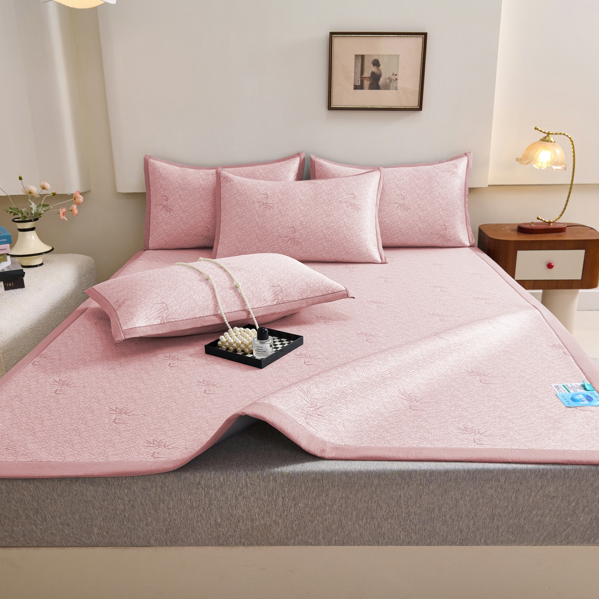 91家纺网 家纺一手货源 找家纺 （总）尚品凤凰 2026新款凉感提花豆豆平铺款-竹影