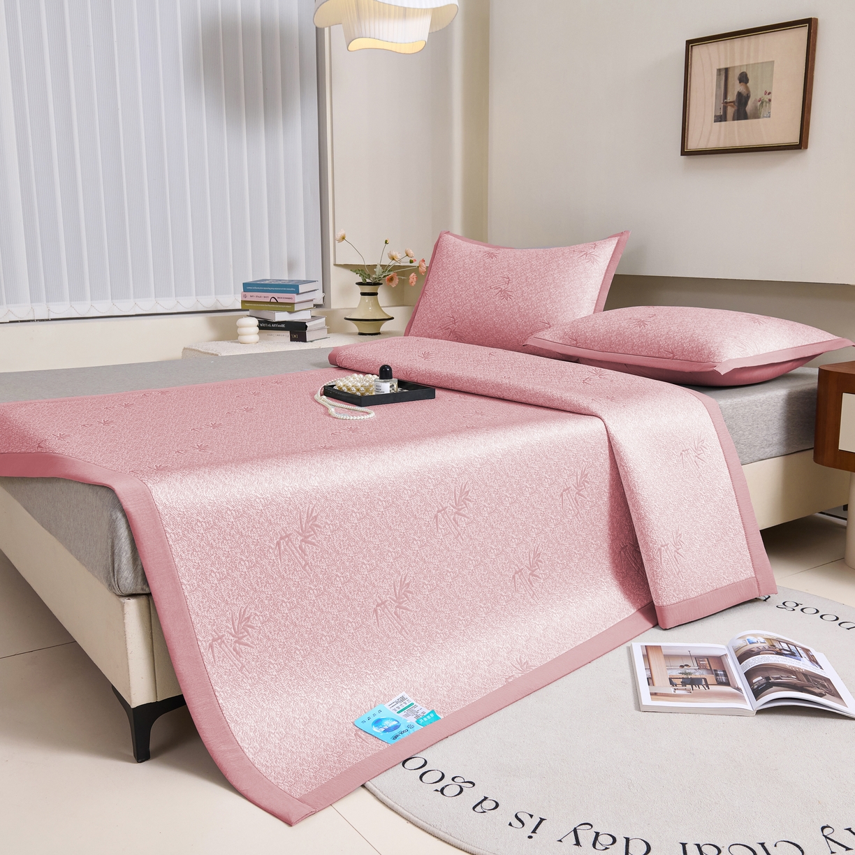 91家纺网 家纺一手货源 找家纺 （总）尚品凤凰 2026新款凉感提花豆豆平铺款-竹影