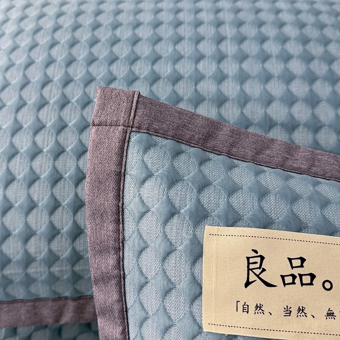 91家纺网 家纺一手货源 找家纺 518家纺 2026春夏新款550克PE中分子豆豆凉席单枕套【提供买家秀】 菱格-蓝