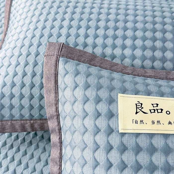 91家纺网 家纺一手货源 找家纺 518家纺 2026春夏新款550克PE中分子豆豆凉席单枕套【提供买家秀】 菱格-蓝