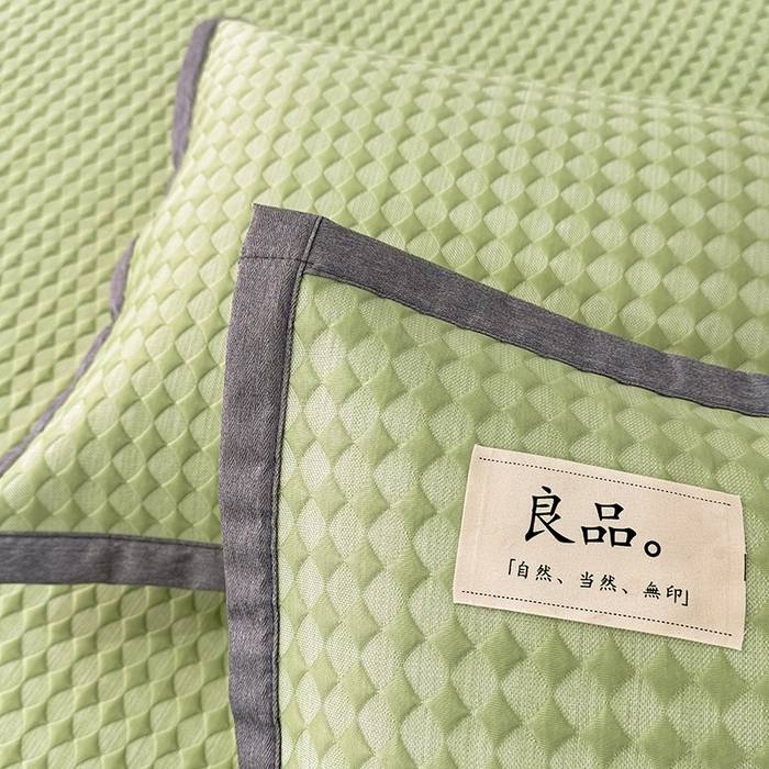 91家纺网 家纺一手货源 找家纺 518家纺 2026春夏新款550克PE中分子豆豆凉席单枕套【提供买家秀】 菱格-绿