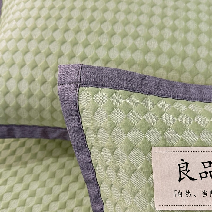 91家纺网 家纺一手货源 找家纺 518家纺 2026春夏新款550克PE中分子豆豆凉席单枕套【提供买家秀】 菱格-绿