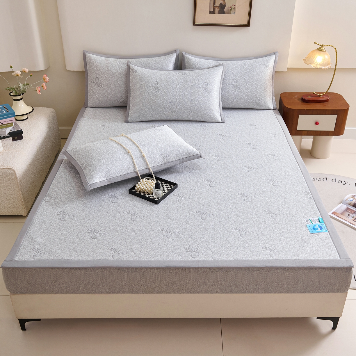 91家纺网 家纺一手货源 找家纺 （总）尚品凤凰 2026新款凉感提花豆豆平铺款-竹影