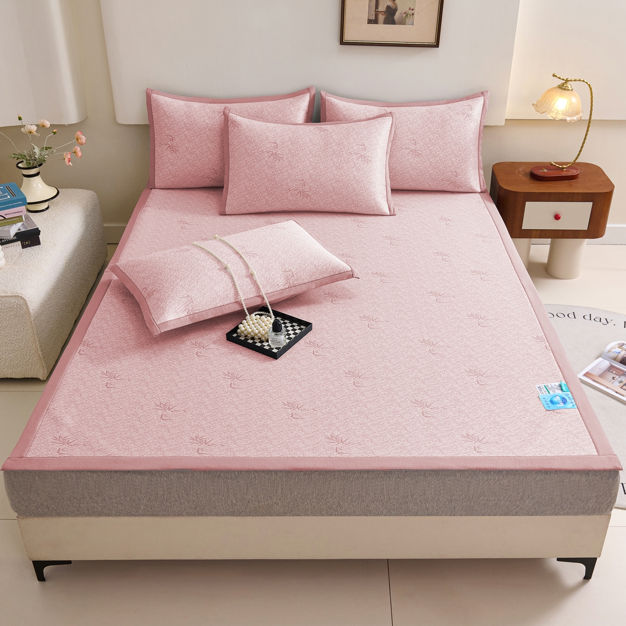 91家纺网 家纺一手货源 找家纺 （总）尚品凤凰 2026新款凉感提花豆豆平铺款-竹影