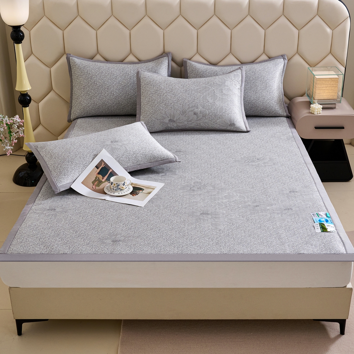 91家纺网 家纺一手货源 找家纺 （总）尚品凤凰 2026新款凉感提花豆豆平铺款-雾里寻花