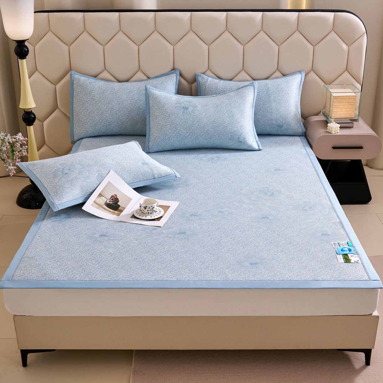 91家纺网 家纺一手货源 找家纺 （总）尚品凤凰 2026新款凉感提花豆豆平铺款-雾里寻花